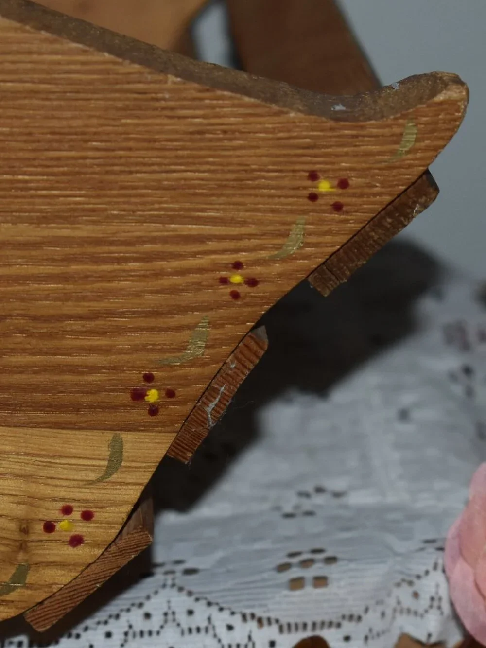 Vintage Handmade Painted Wood Duck Storage Basket Cottage Farmhouse Decor